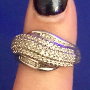 Sterling silver diamond cluster ring